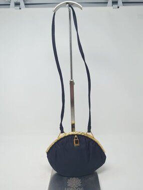 Vintage 80s Rodo Bag Shoulder Blue Mini Small Gold Italy